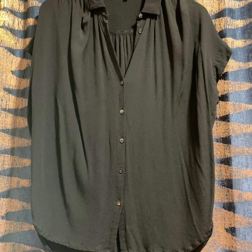 Madewell Black Short Sleeve Polo Button Down Shirt